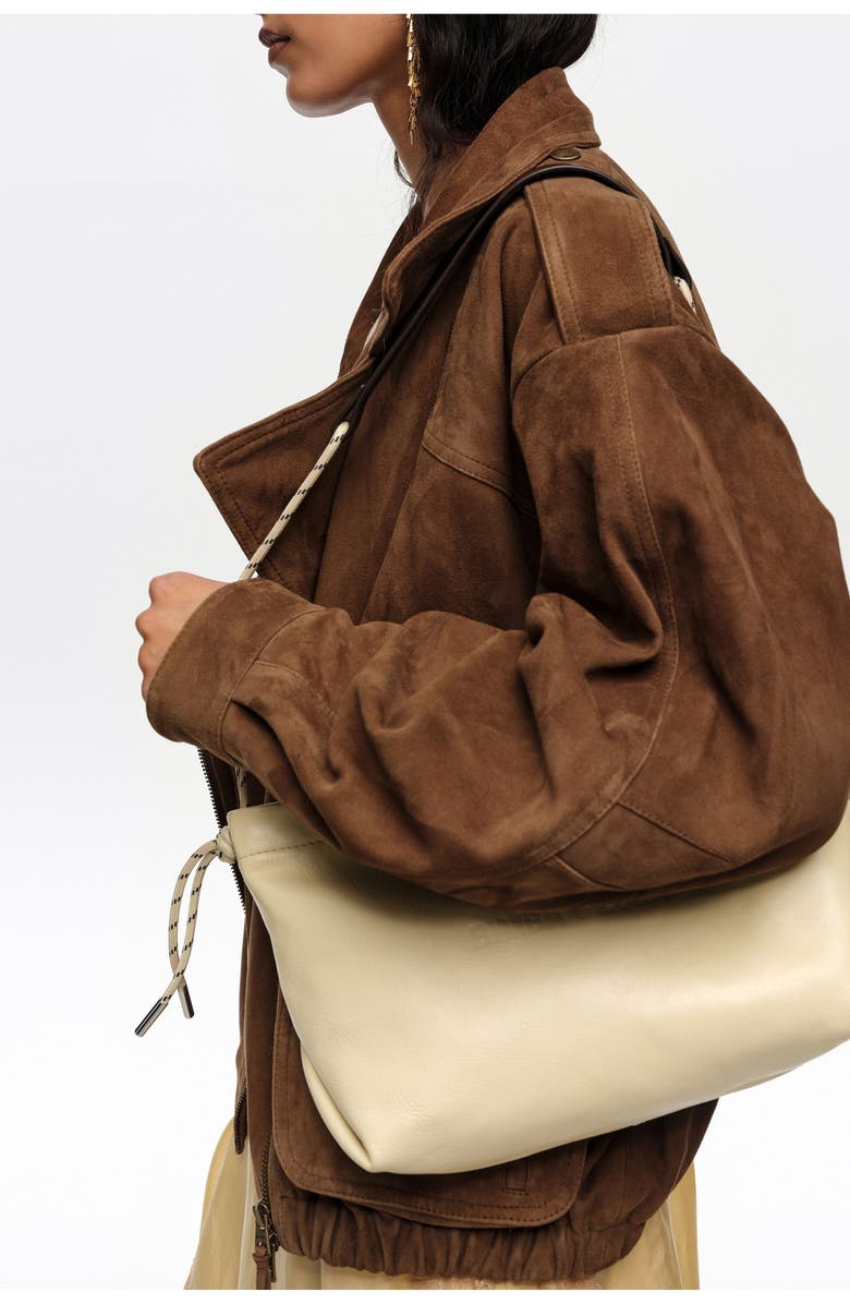 Bimba y Lola Double-Front Suede Jacket, Alternate, color, Dark Olive