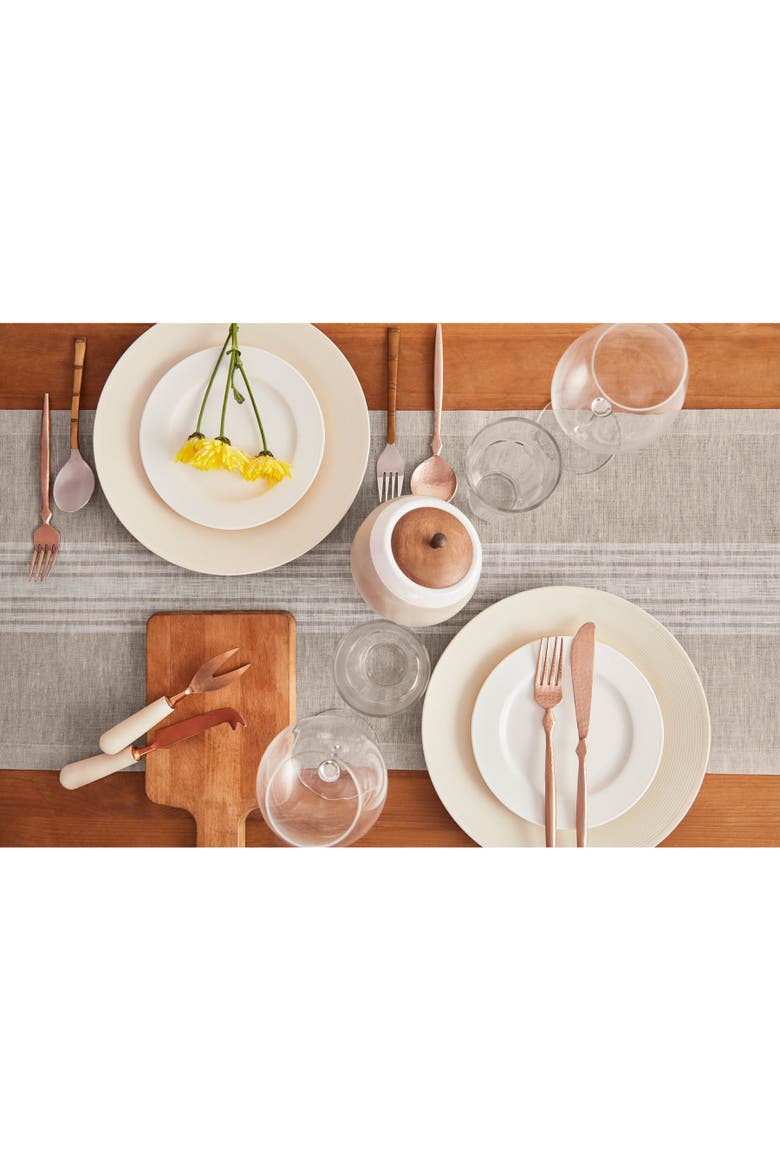 Linen Table Runner - Farmhouse, Alternate, color, White and Natural