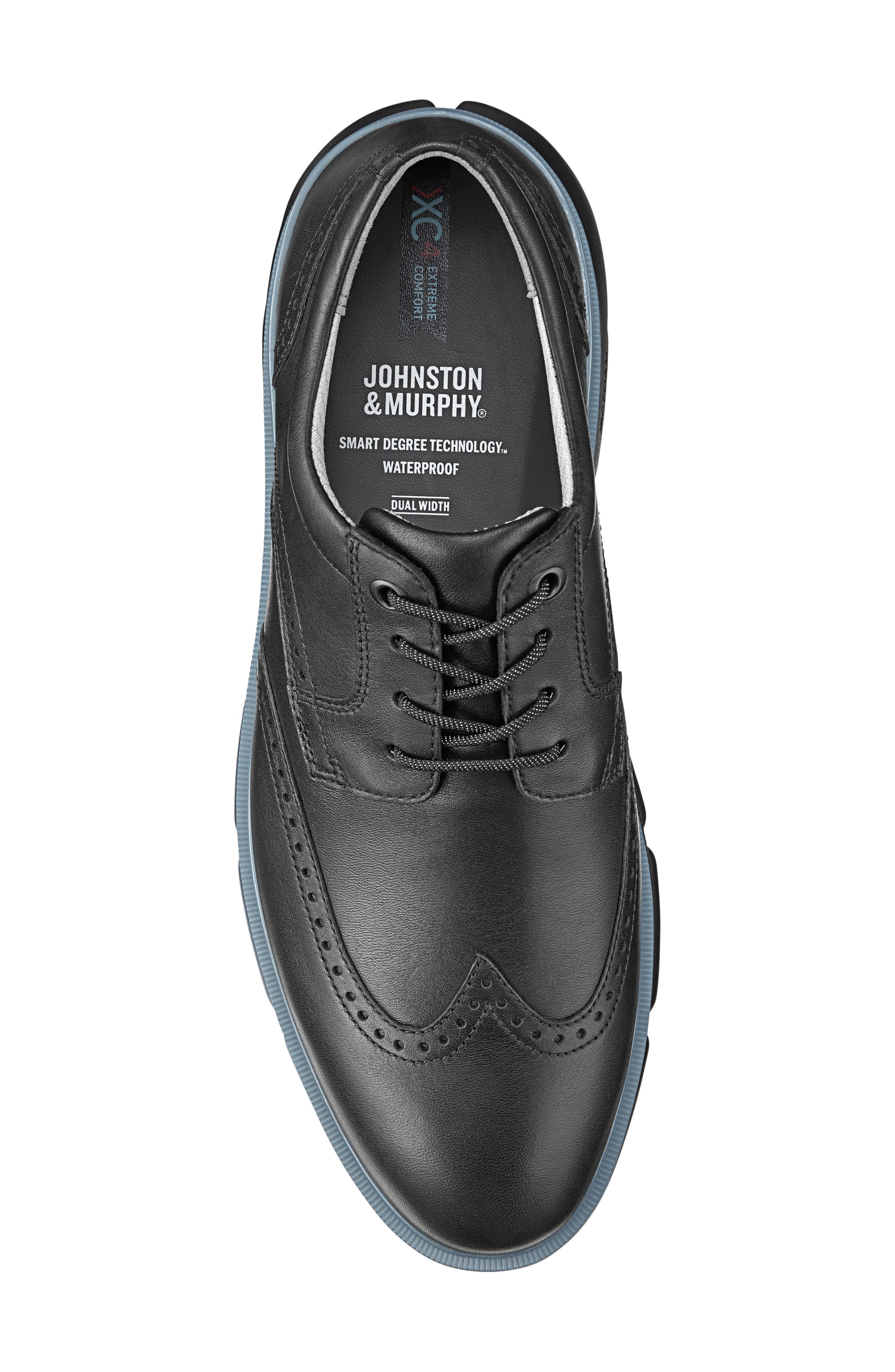 Johnston & Murphy Tanner Wingtip Waterproof Derby, Alternate, color, Black Waterproof Full Grain