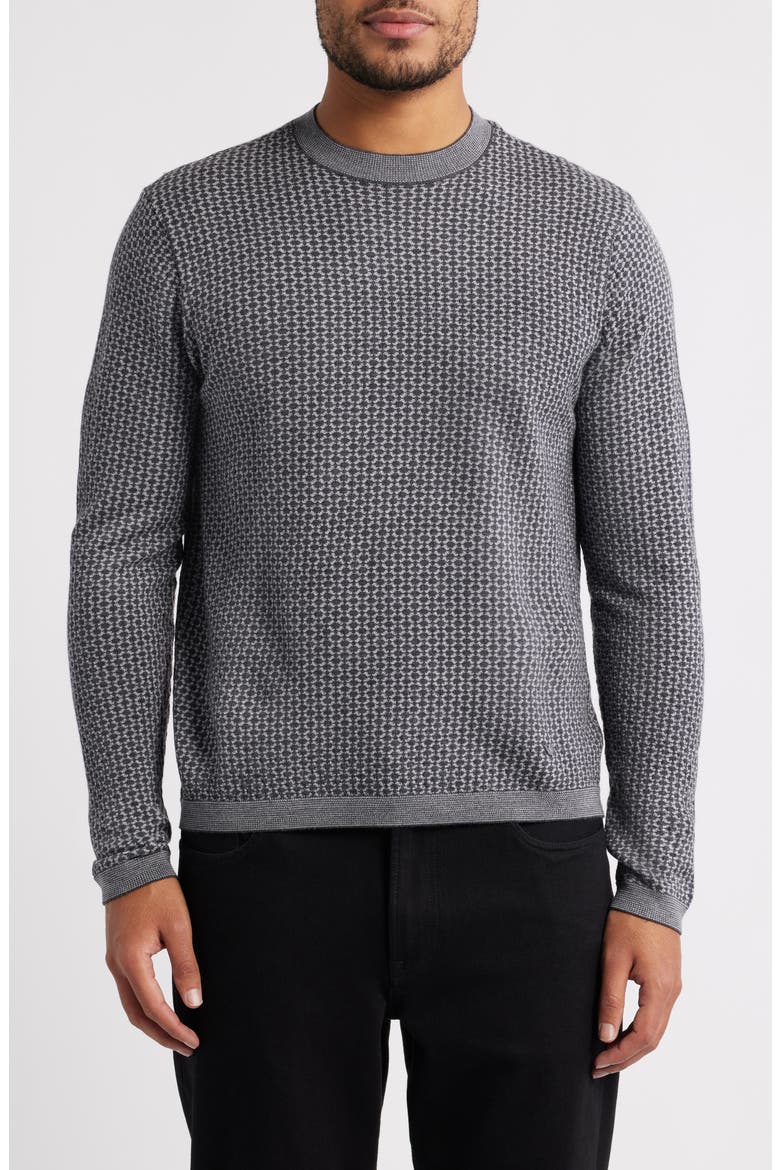 Geo Jacquard Wool Sweater, Main, color, GREY