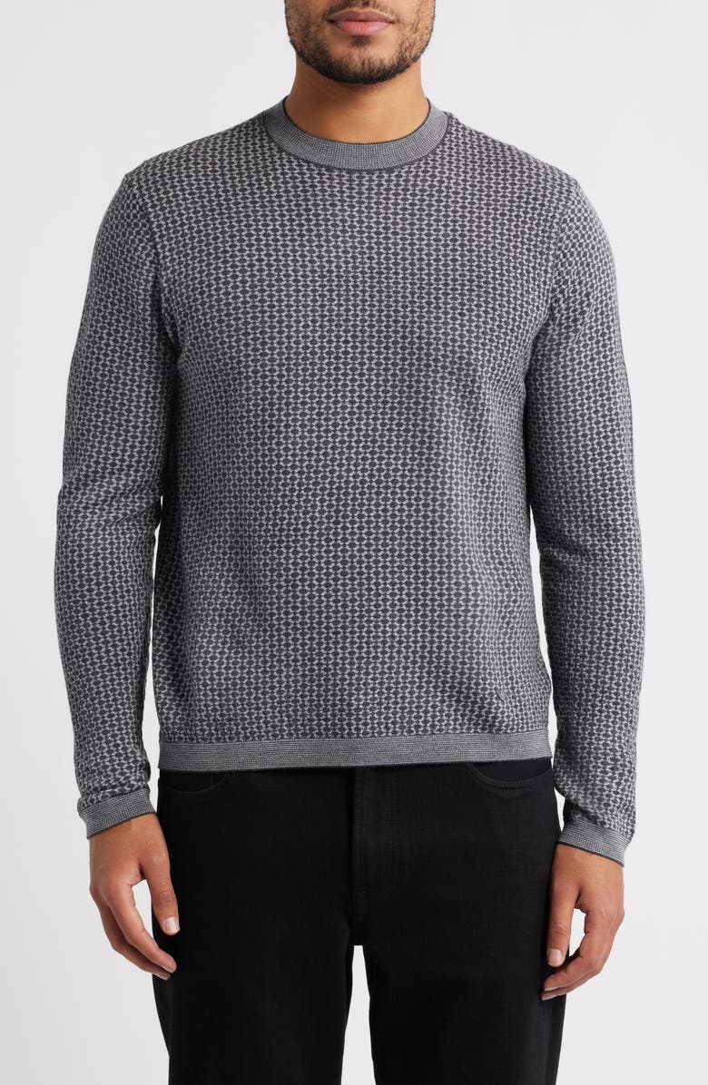 Emporio Armani Geo Jacquard Wool Sweater, Main, color, Grey