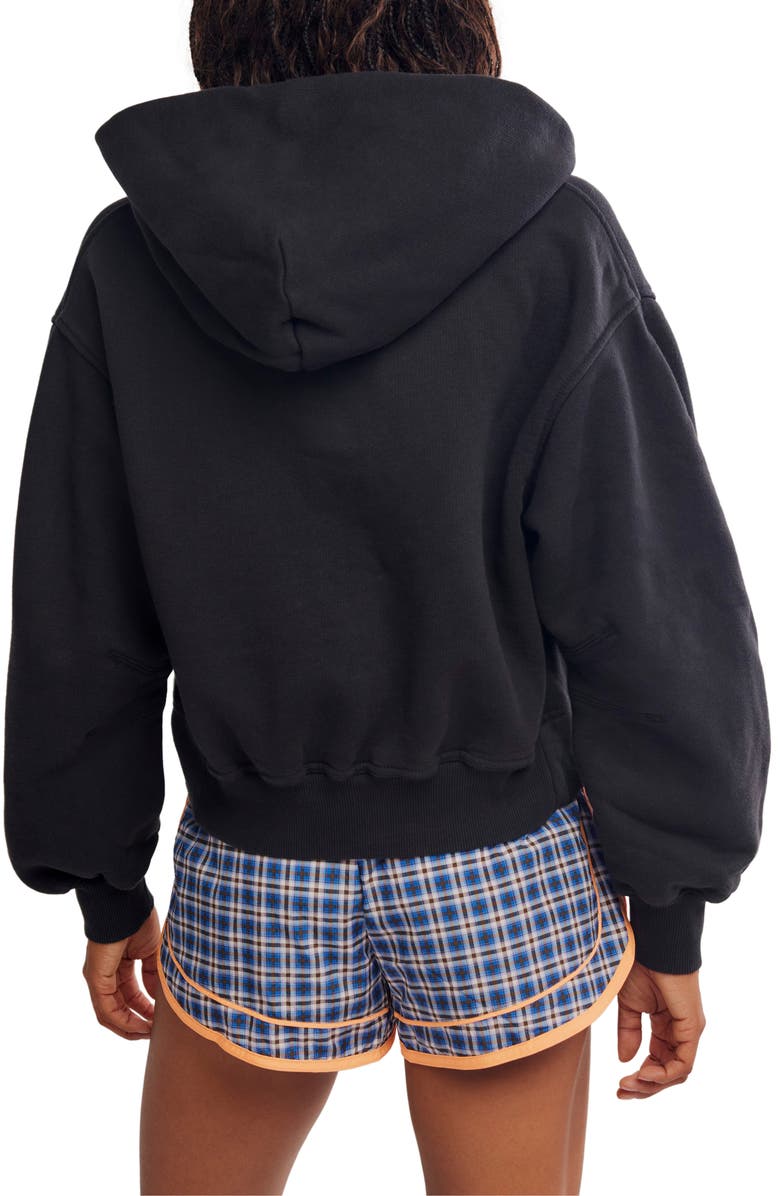 Free People A Cut Above Cotton Zip Hoodie, Alternate, color, Black