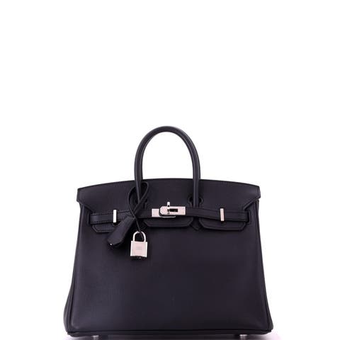 Birkin Handbag Black Epsom with Palladium Hardware 25