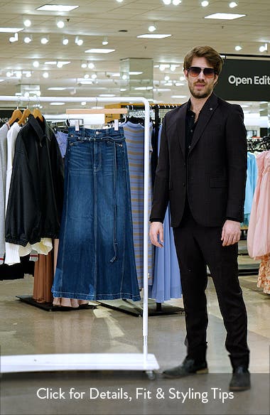 BOSS Peplum Denim Maxi Skirt | Nordstrom