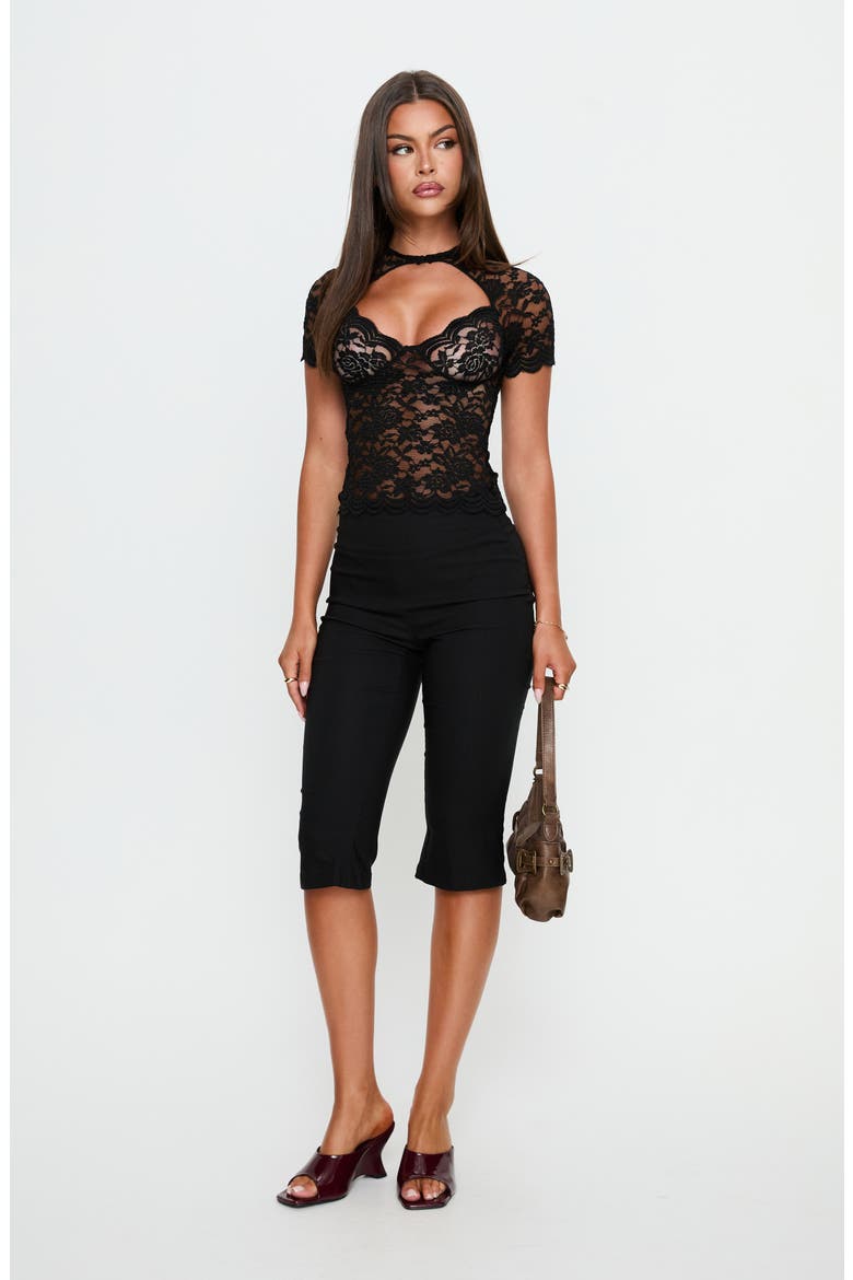Giallo Cutout Lace Top, Alternate, color, BLACK
