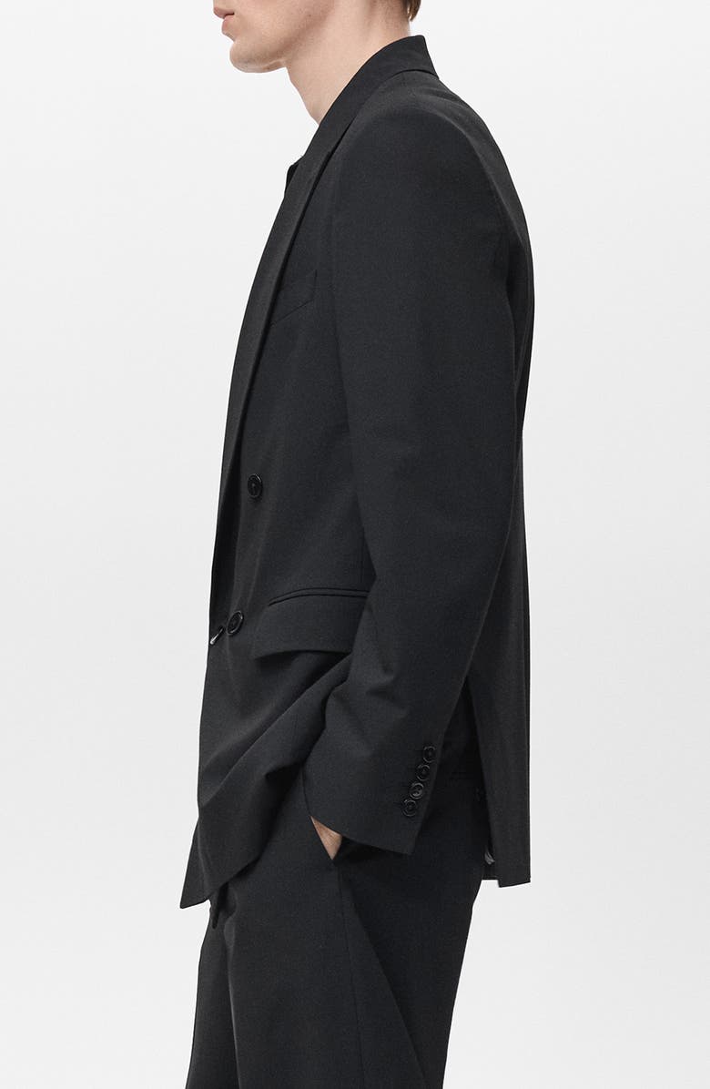 MANGO Relaxed Fit Double Breasted Suit Jacket, Alternate, color, Black
