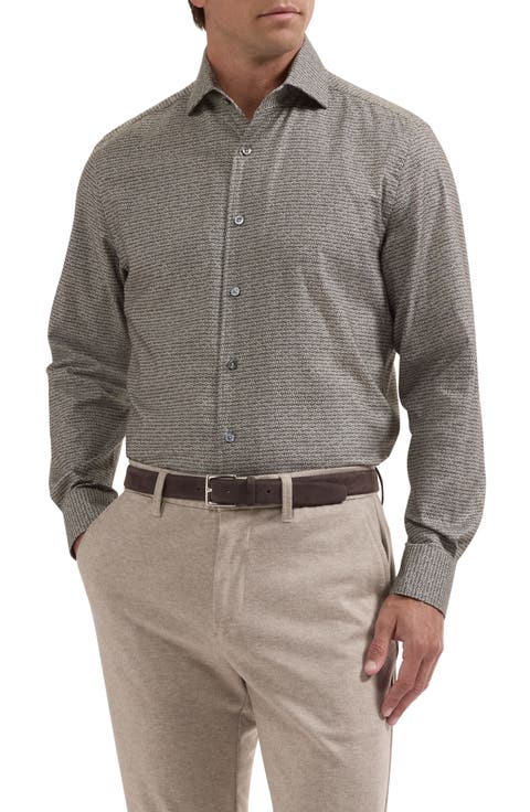 Alvin Shaped Fit Geo Print Button-Up Shirt