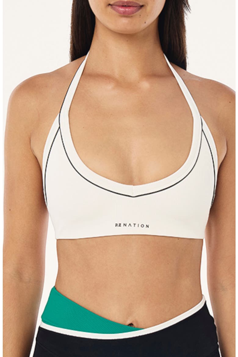 Layback Halter Rib Sports Bra, Main, color, WHISPER WHITE