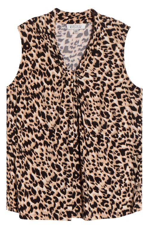 Kasper Leopard Print Knot Detail Sleeveless Knit Top In Animal Print