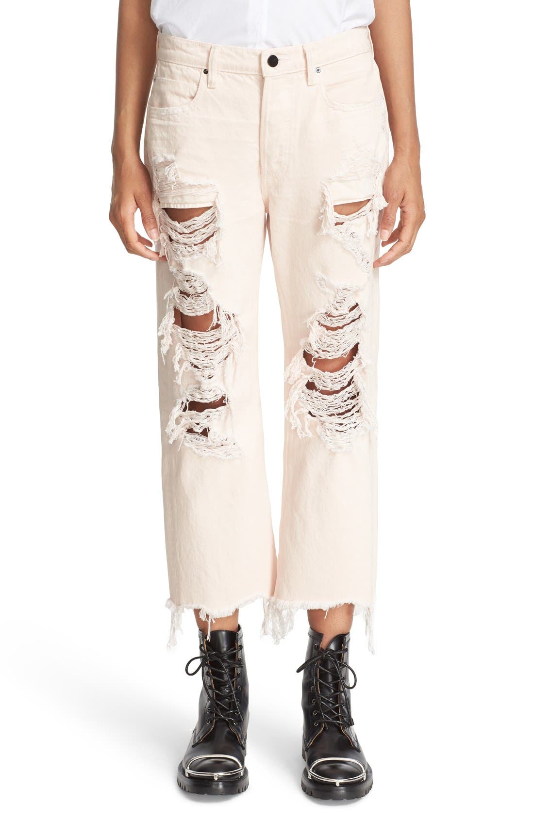 Alexander Wang Ripped Crop Boyfriend Jeans (Women) | Nordstrom