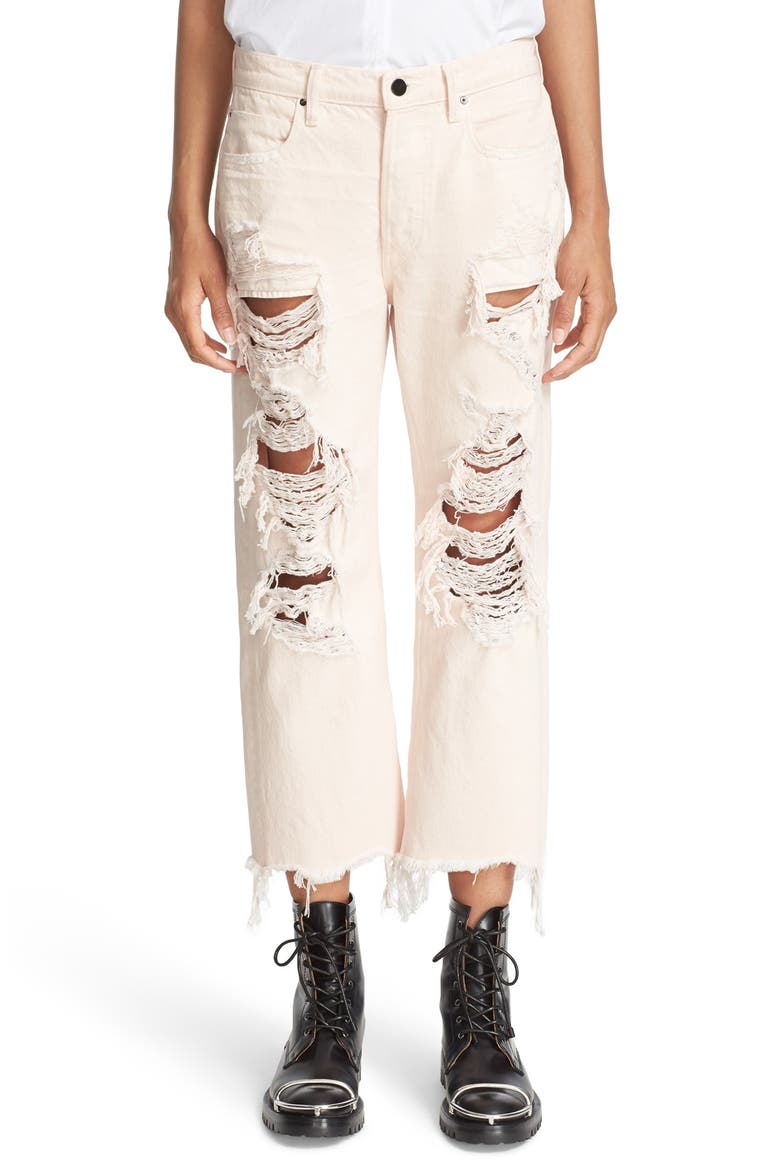 Ripped Crop Boyfriend Jeans, Main, color, CARNATION