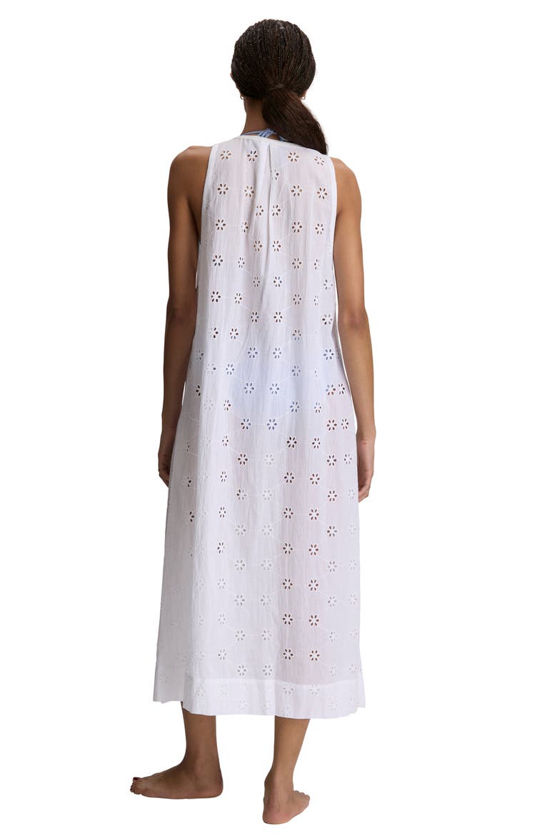 Eyelet Cotton Button Front Maxi Dress, Alternate, color, WHITE