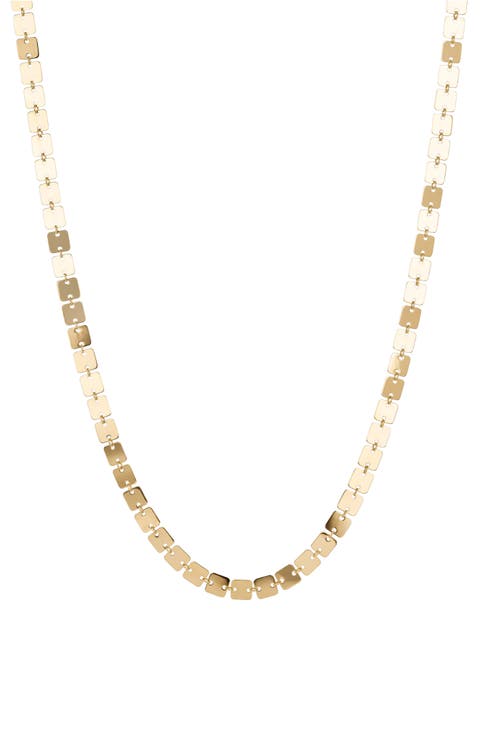 14K Gold Laser Square Chain Necklace
