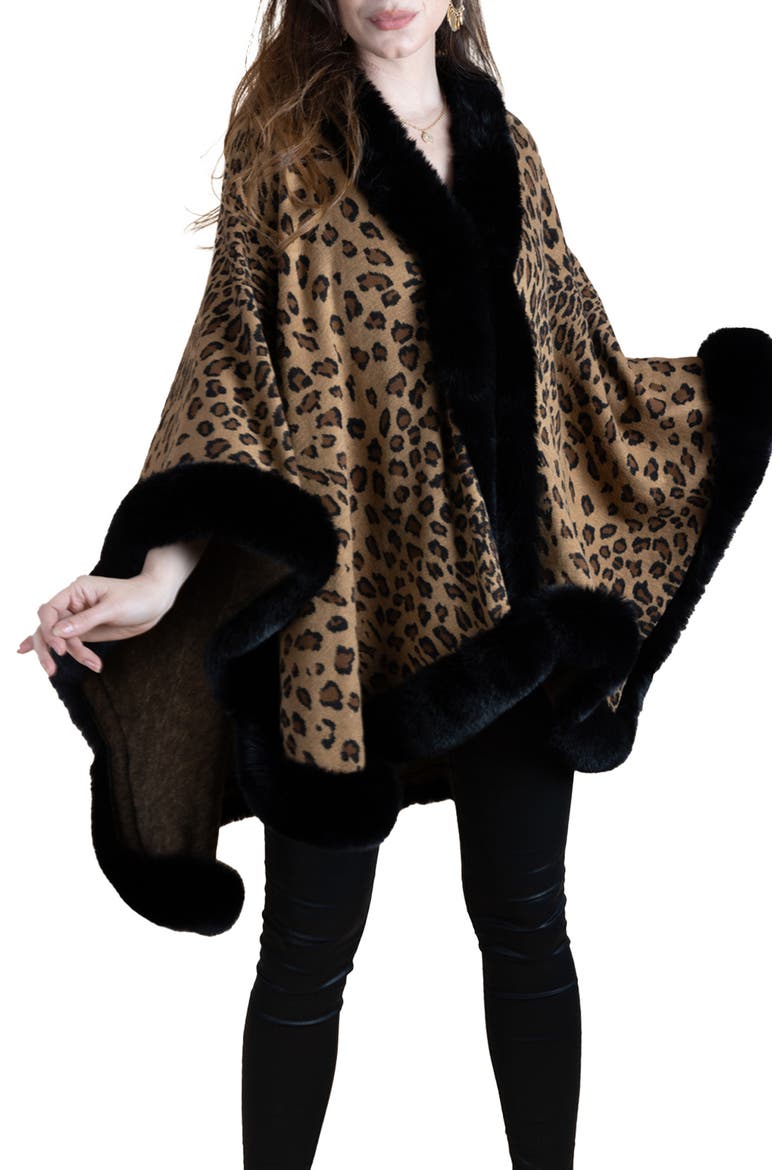 Faux Fur Cheetah Topper, Main, color, BLACK