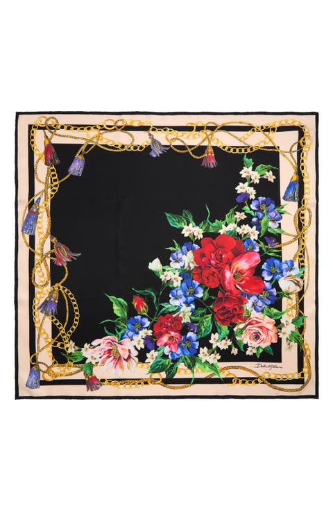 Dolce & Gabbana Black Floral Pleated Elastic Ear Strap One Size Face Mask