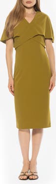 Alexia Admor Noor Wrap Bodice Midi Sheath Dress