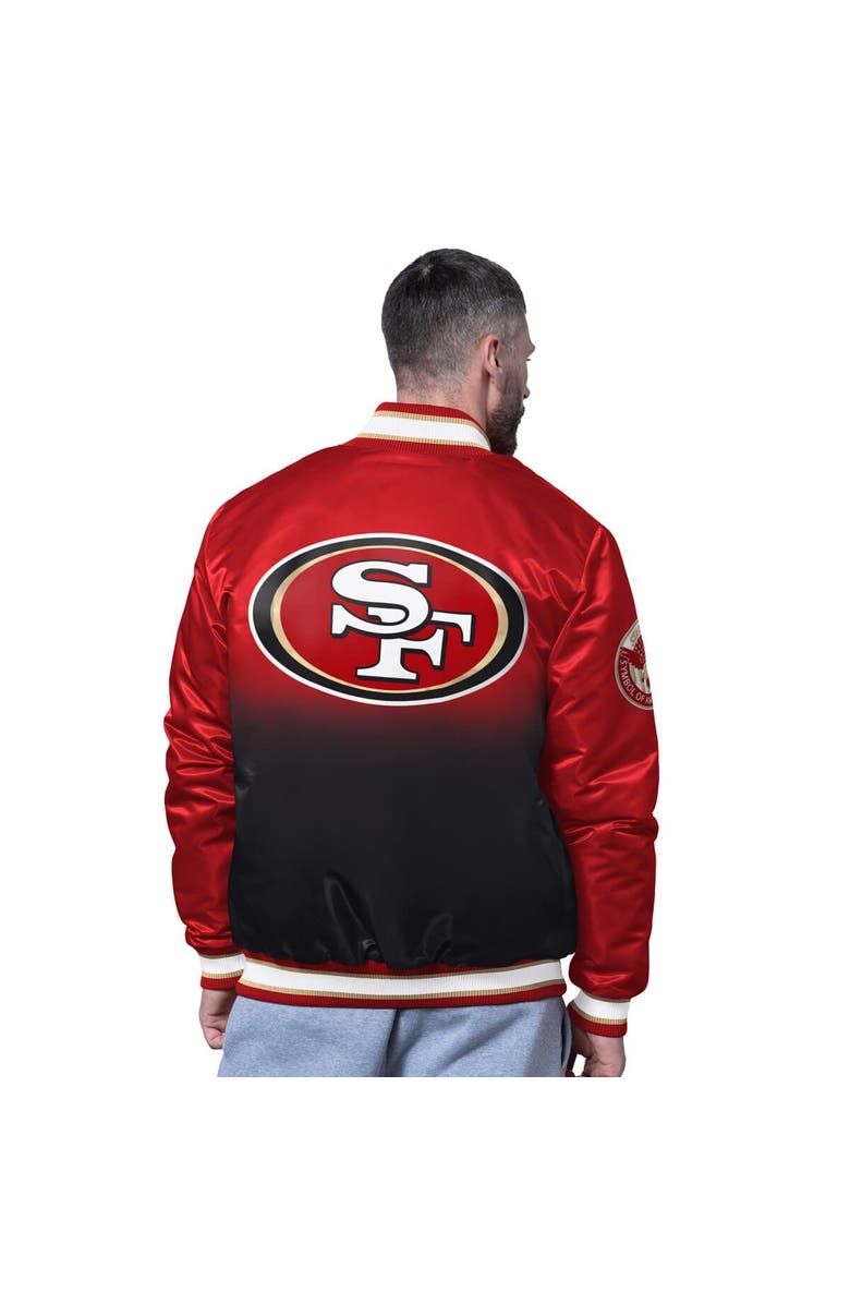 STARTER Men's Starter Scarlet San Francisco 49ers Pass Rush Varsity Full-Snap Jacket, Alternate, color, Scarlet