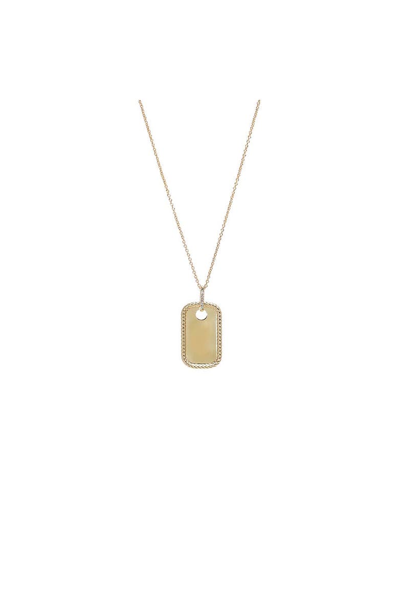 Diamond Rope Edge Tag Charm Necklace 14K, Main, color, 14K Gold