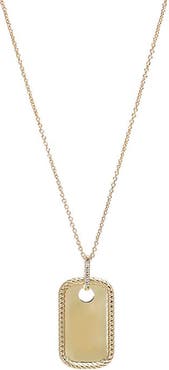 BY ADINA EDEN Diamond Rope Edge Tag Charm Necklace 14K