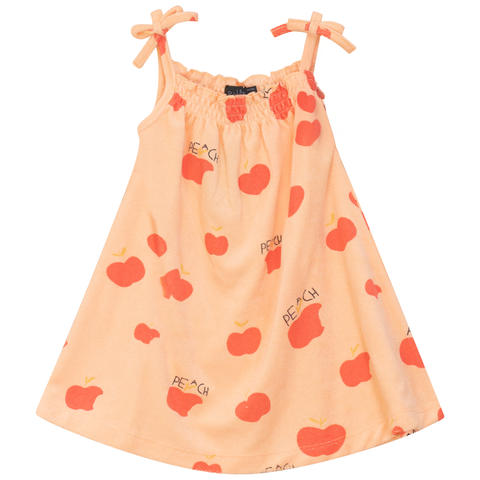 Terry Peach Embroidered Artwork Self Tie Strap Jumper