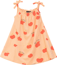 Puddles Terry Peach Embroidered Artwork Self Tie Strap Jumper