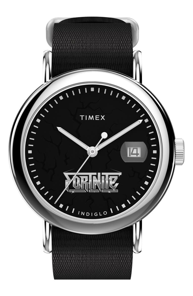 Timex<sup>®</sup> x Fortnite<sup>®</sup> Weekender NATO Strap Watch, 37mm, Main, color, Black