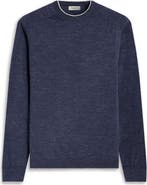Bugatchi Tipped Merino Wool, Silk & Linen Crewneck Sweater
