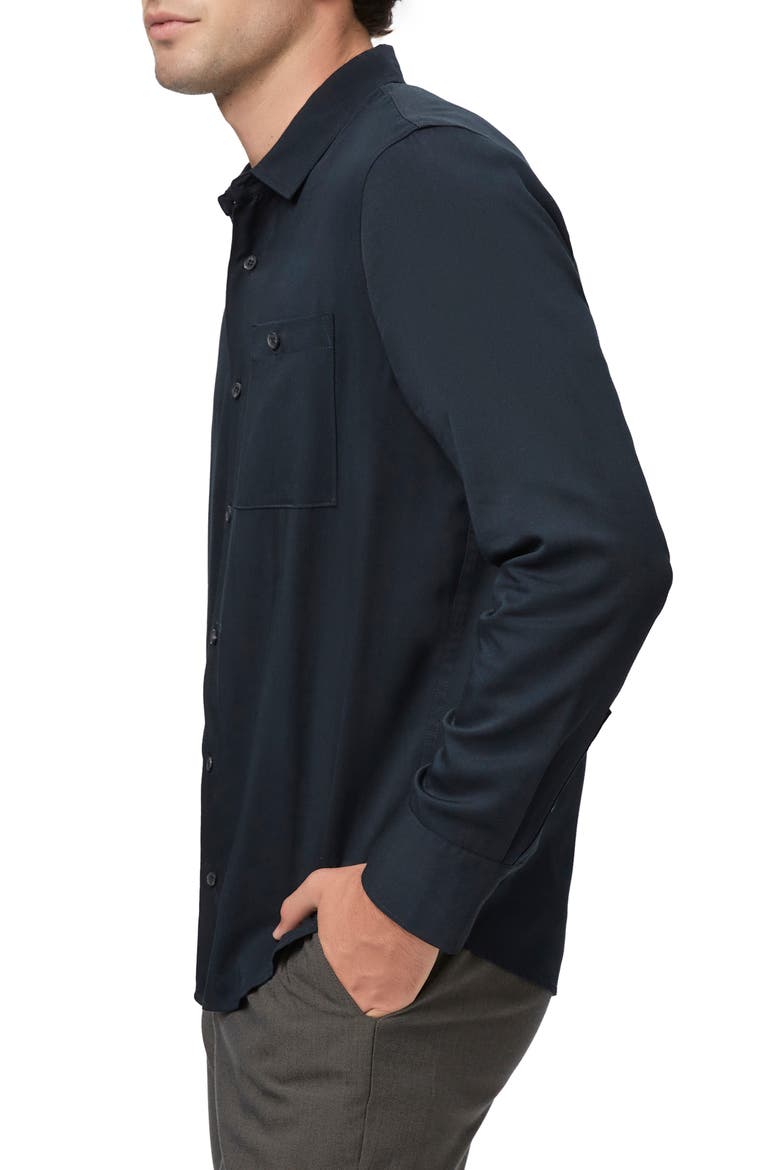 Wardin Solid Button-Up Shirt, Alternate, color, BLACK