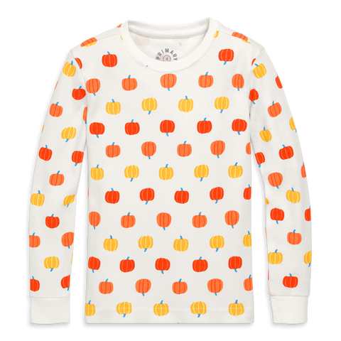 Kids Organic Long Sleeve Pj Top In Candy Pumpkins (Toddler, Little Kid, Big Kid)