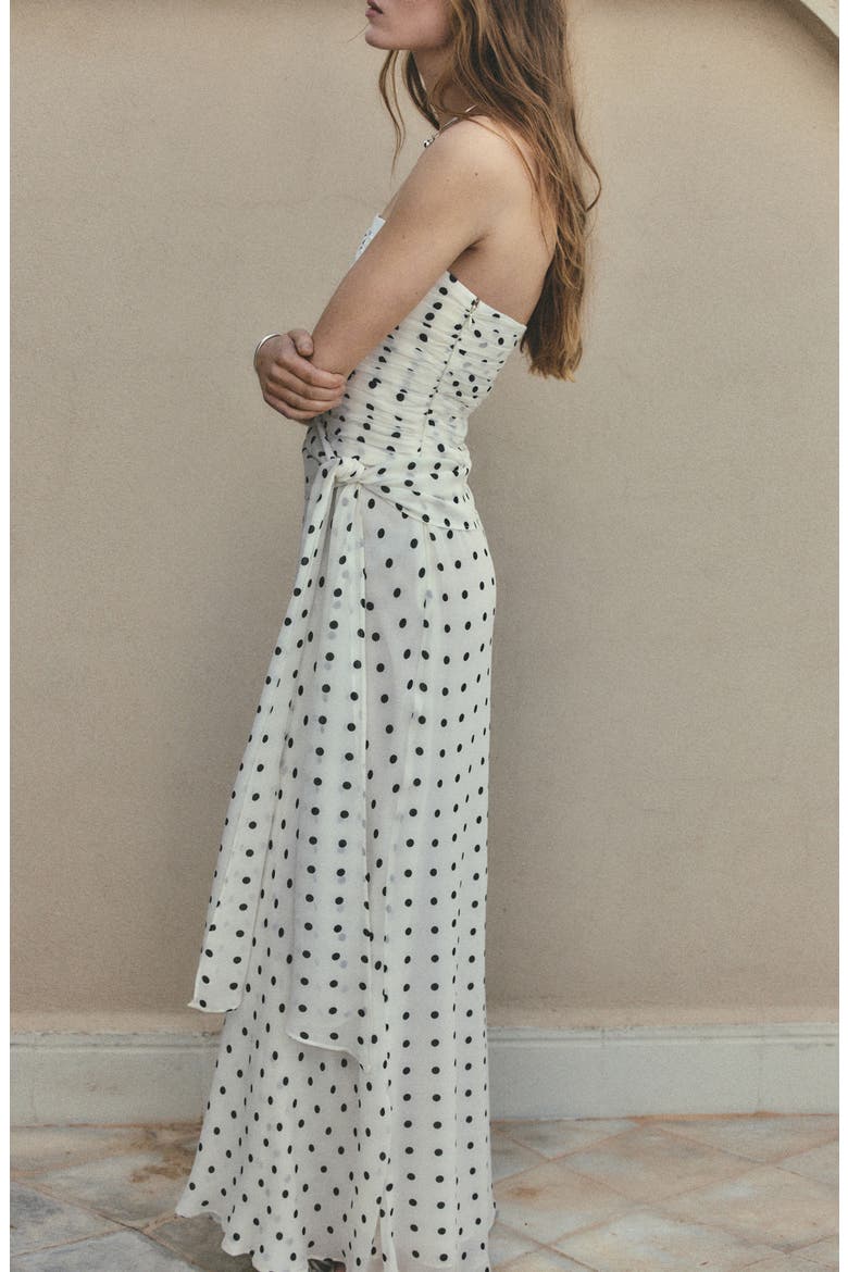 Ruched Strapless Maxi Dress, Alternate, color, OFF WHITE