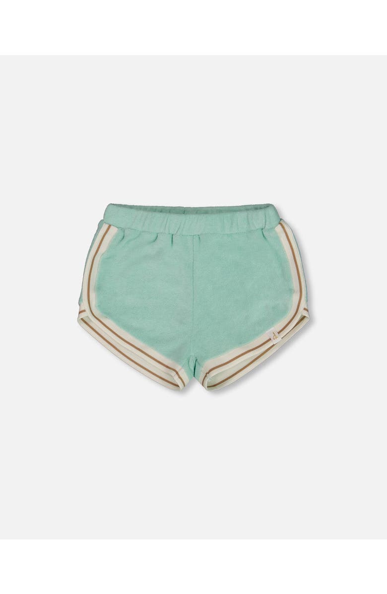 Deux par Deux Girl's Terry Cloth Short Turquoise And Beige, Main, color, Turquoise And Beige