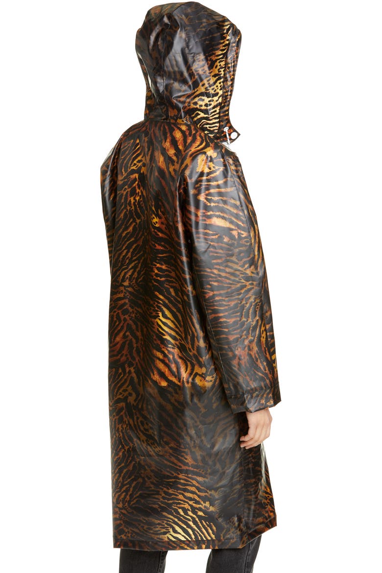 Tiger Print Water Resistant Biodegradable Raincoat, Alternate, color, TIGER