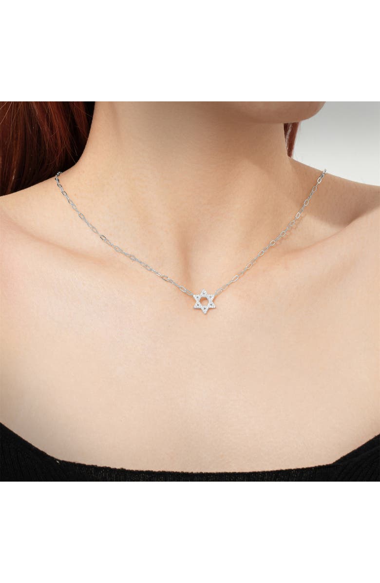Outofoffice Star Of David Silver Pave Charm Necklace, Alternate, color, Silver