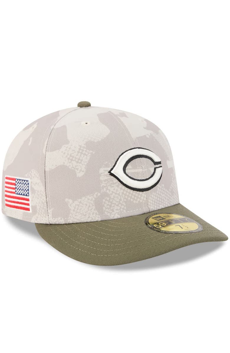 New Era Men's New Era Light Beige/Olive Cincinnati Reds 2025 Armed Forces Day 59FIFTY Fitted Hat, Main, color, Light Beige