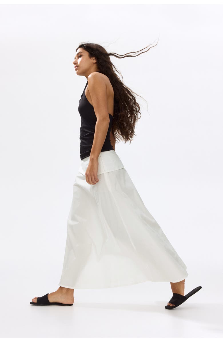 H&M Flounced Poplin Skirt, Alternate, color, Cream