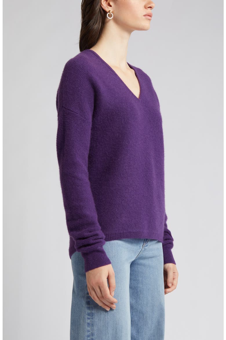 Cashmere V-Neck Sweater, Alternate, color, PURPLE MAJESTY
