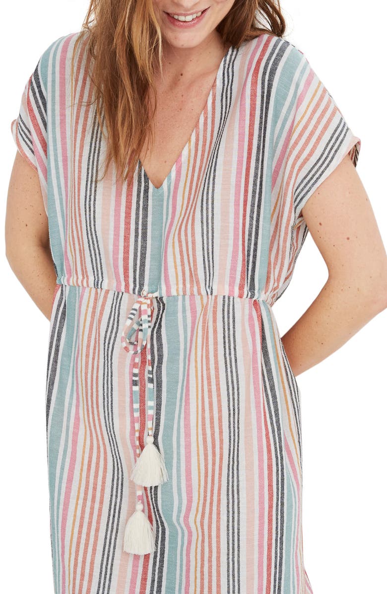 Madewell Drawstring Cover-Up Tunic Dress, Alternate, color,