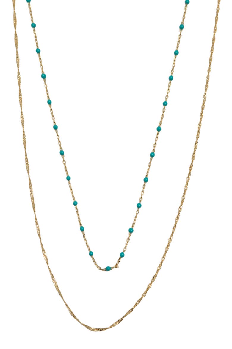 Layered 18K Gold Plate Sterling Silver Singapore Chain Necklace, Main, color, GOLD