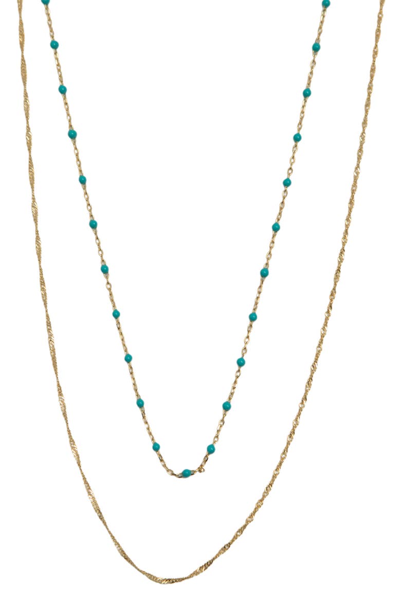 Argento Vivo Sterling Silver Layered 18K Gold Plate Sterling Silver Singapore Chain Necklace, Main, color, Gold