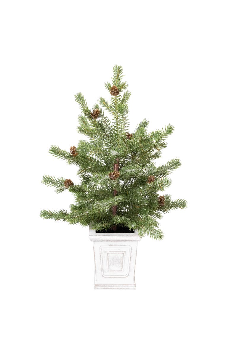 Northlight Lightly Flocked Pine Potted Artificial Christmas Tree with Pinecones - 22" - Unlit, Alternate, color, Green