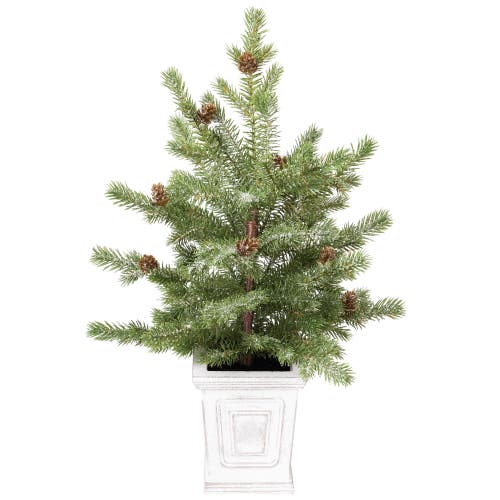 Northlight Lightly Flocked Pine Potted Artificial Christmas Tree With Pinecones In Green