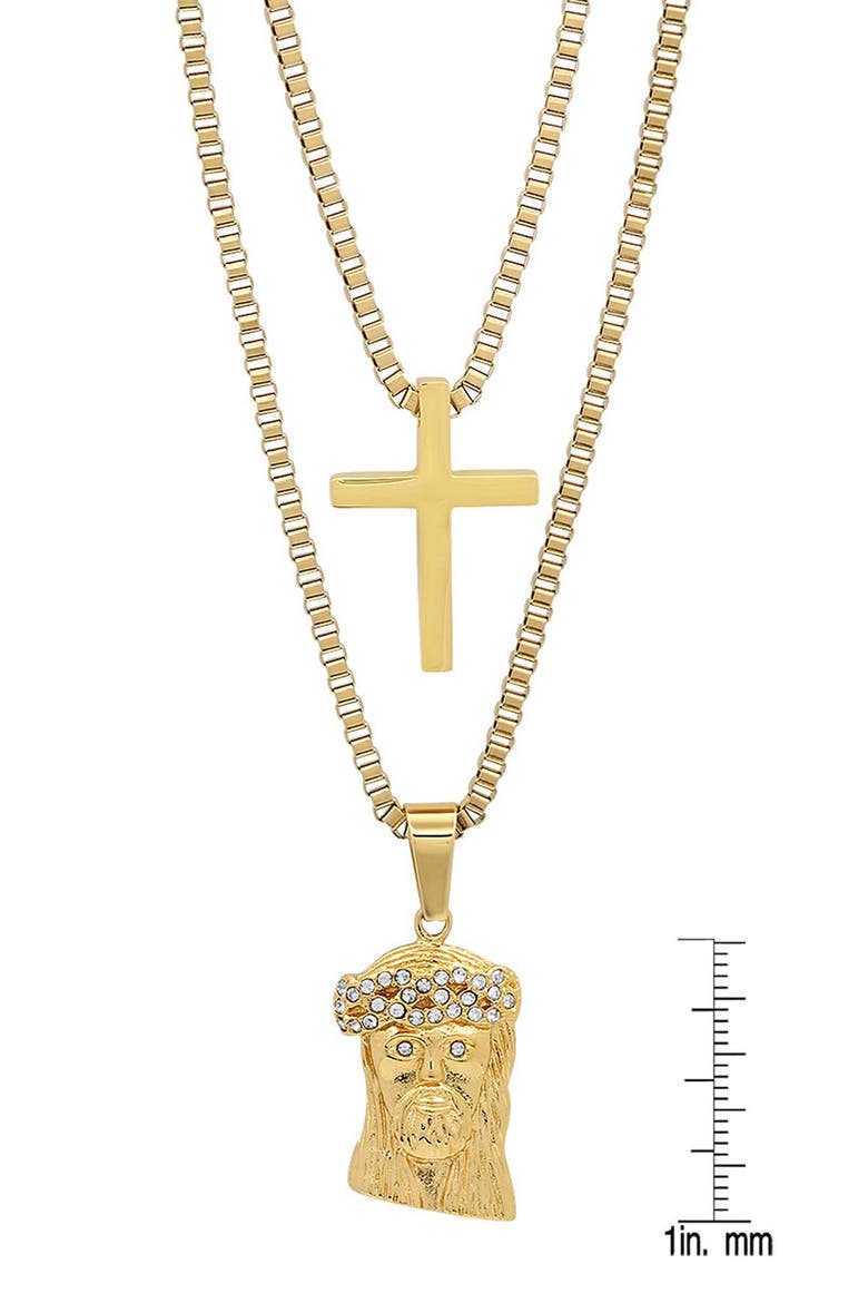 Men's 18k Gold Plated Crystal Jesus Pendant Necklace, Alternate, color, GOLD