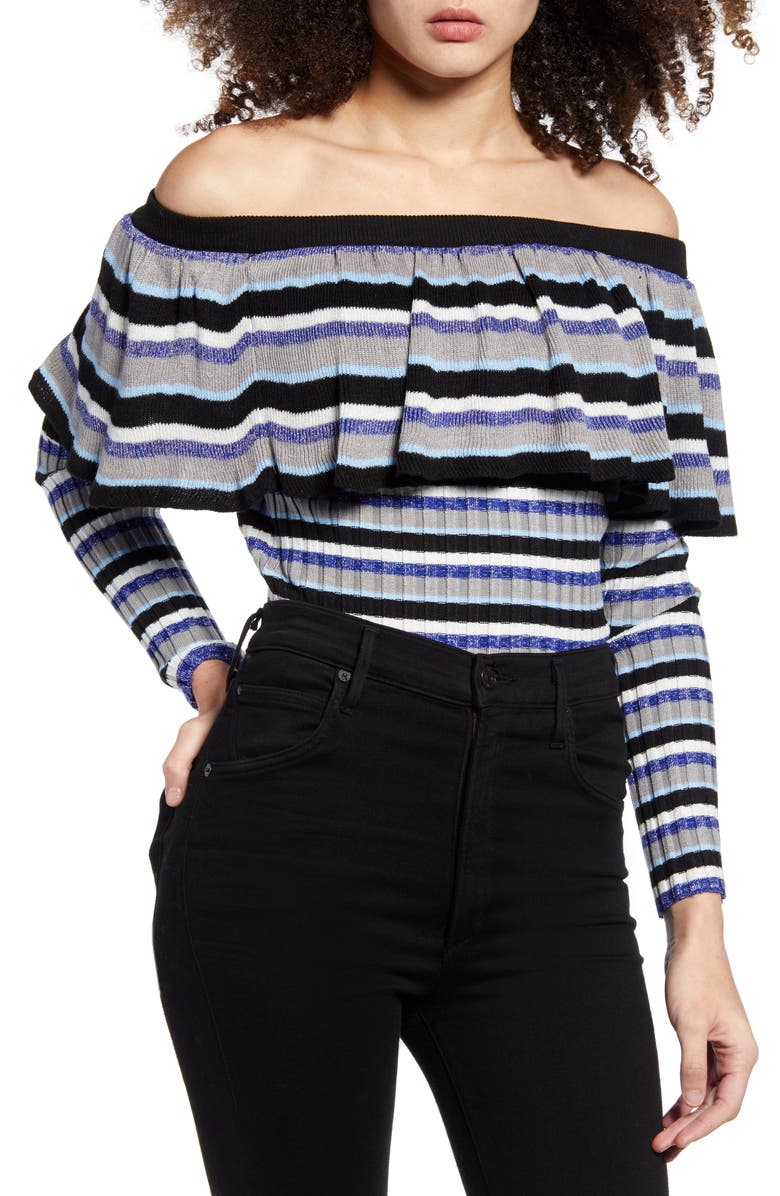 Endless Rose Stripe Off the Shoulder Sweater, Main, color,