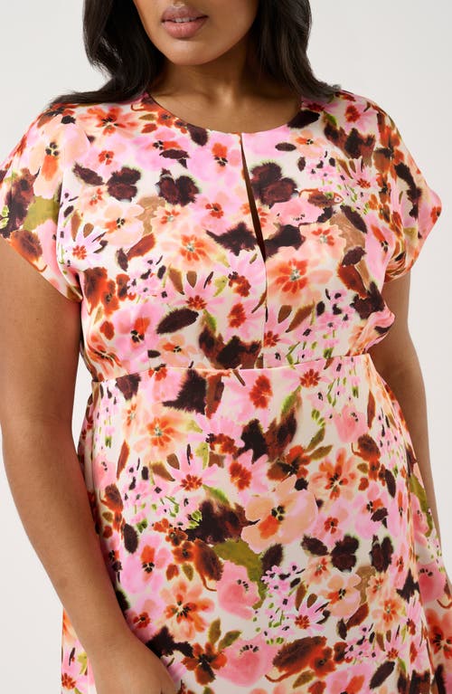 Estelle Atreides Floral Midi Dress In Pink Print