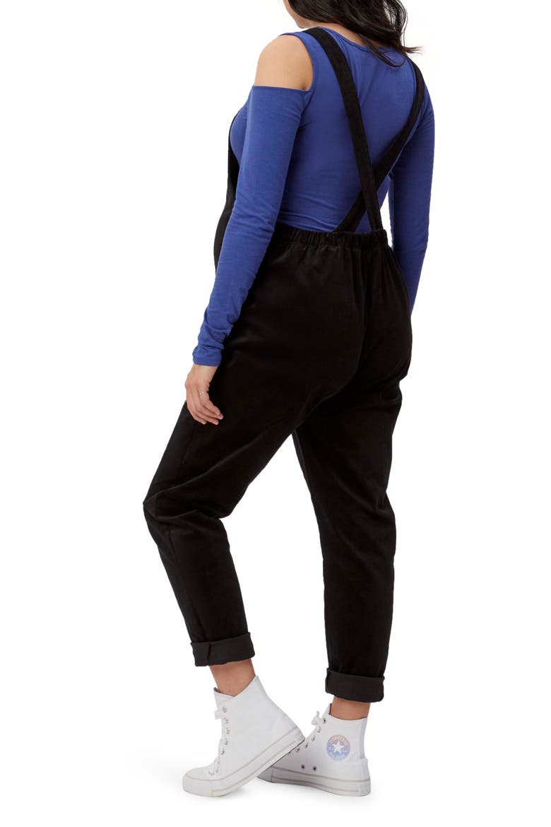 Corduroy Maternity Overalls, Alternate, color, BLACK