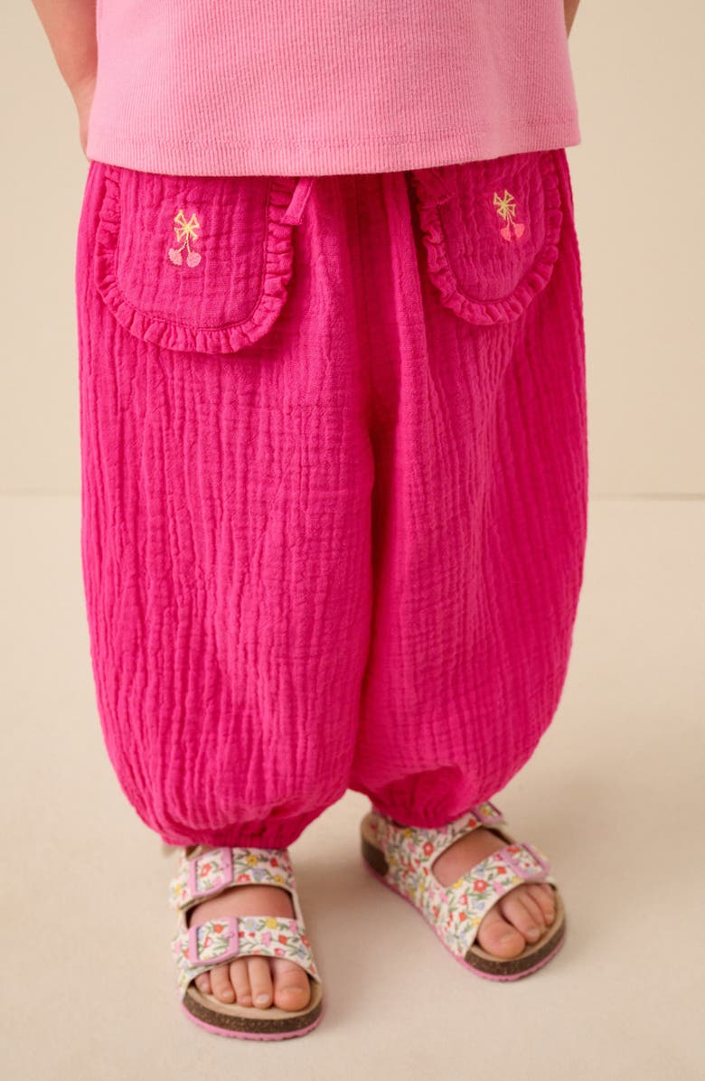 NEXT Kids' Ditsy Cotton Gauze Pants, Alternate, color, Pink