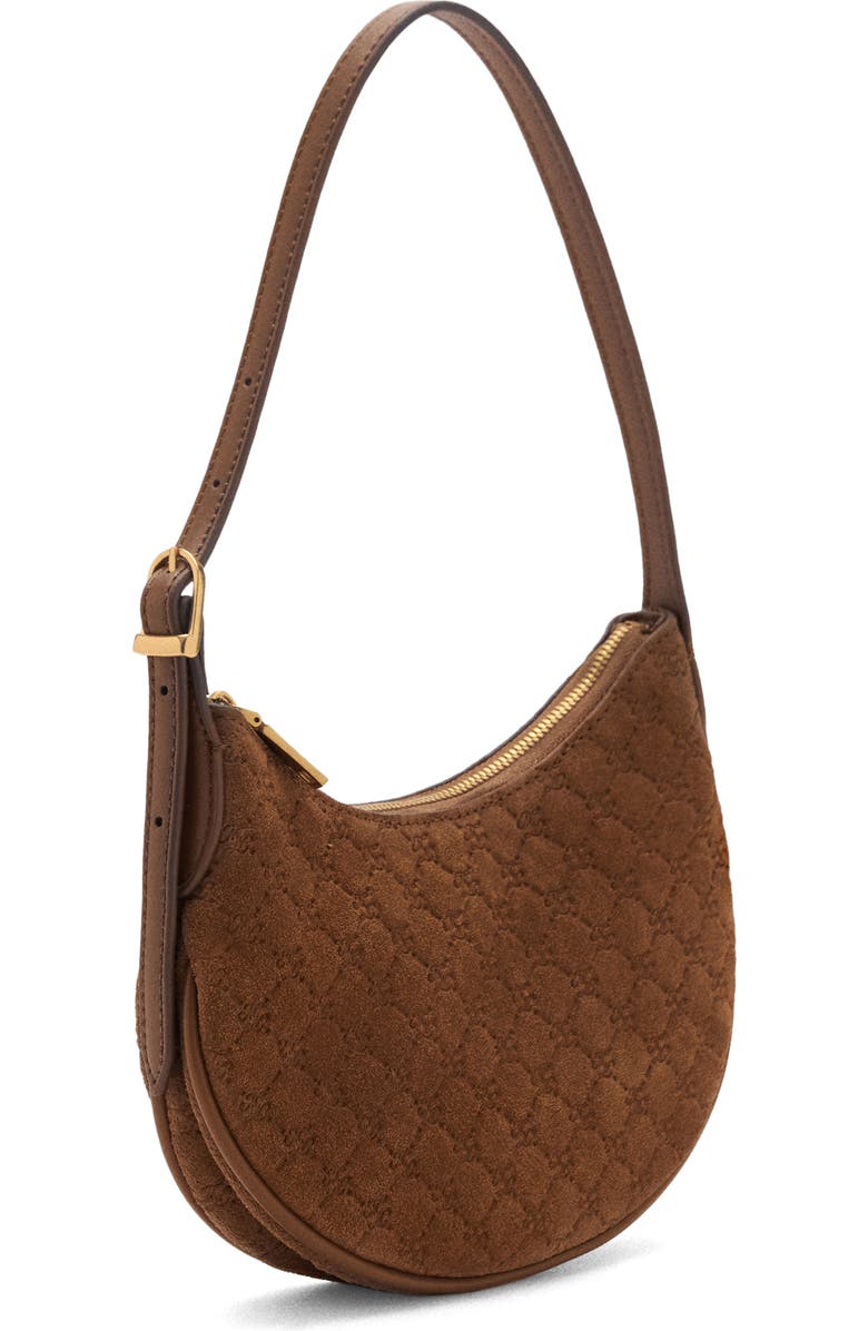 MANGO Debossed Monogram Suede Shoulder Bag, Alternate, color,