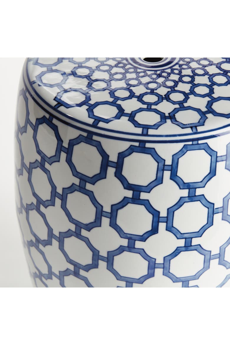 Barclay Butera Dynasty Link Stool - Blue & White Ceramic, Alternate, color, Blue