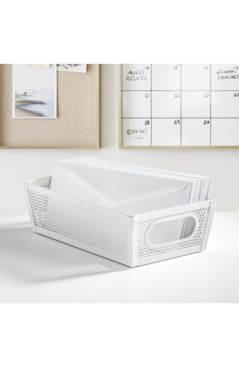 mDesign Perforated Metal Storage Bin with Handles - Set of 4 - Matte White, Alternate, color, White