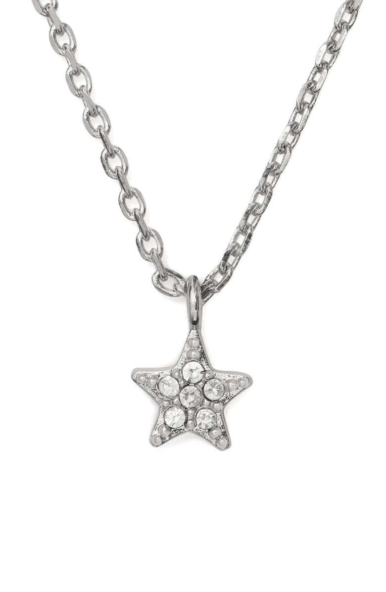 Kate Spade New York you're a gem mini pavé star pendant necklace, Main, color, Clear/ Silver